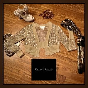 Silk Blend Cropped Cardigan W/Silver Sequins